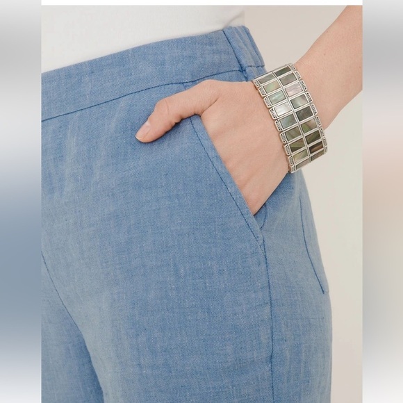 Chico’s Blue Linen Straight-Leg Pull On Pants NWT - Picture 4 of 11